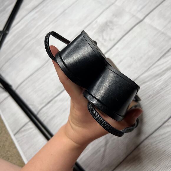 Stuart Weitzman Strappy Sandals Black Patent Leather Heels Sz 9.5B - Picture 5 of 7